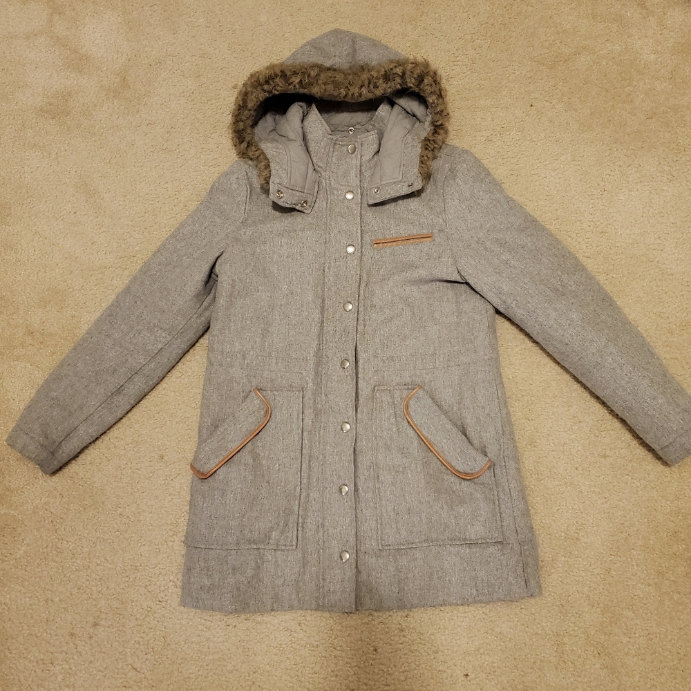 Gap Soft Tweed Grey Winter Coat, M